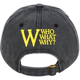 Resim Perlotus W Nakışlı Antrasit Sarı Unisex Şapka Yırtık Detaylı Ayarlanabilir Kep Siyah 