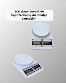 Resim Beyaz Plastik Dijital Mutfak Tartısı 24x16.8x1.5cm Renkli 