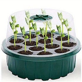 Resim 1 adet 13 Delikli Yuvarlak Fide Kutusu - Sukulentler, Fasulye Söğüşü, Çiçek Fide ve Sebze Tohumları için Şeffaf Kapaklı Hidroponik Bitki Dikimi Tepsisi - Hafif, Dayanıklı Plastik - Bahçıvanlar, Tohum Başlatıcıları için İdeal | Şeffaf Kapak | Hidroponik Tasarım 