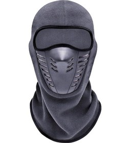Resim Gri Motosiklet Maskesi Polar Termal Yüz Maskesi Sıcak Sürme Balaclava Biker Kış Tutmak 