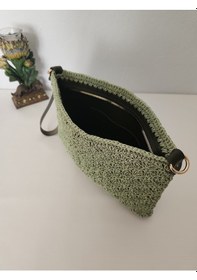 Resim Shell Stitch Model, Suni Deri Astarlı, Kağıt İp, Clutch Çanta 
