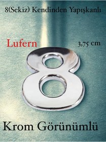 Resim Lufern No 8 Kapı Numarası Kendinden Yapışkanlı Masa Dolap Plastik Ev Posta Kutusu Dış Mekan Daire 3,75 cm 