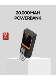 Resim Powerbank 20000 Mah Dijital Ekranlı Ve Çok Kablolu Hızlı Şarj Cih renkli 