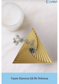 Resim Dekoratif Kase Takı Kutusu Yüzük Kolye Kutusu Mum Tabağı Takı Organizer Üçgen - Altın 