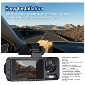 Resim Padalink Üçlü Kameralı 1080p Gece Görüşlü Araç Kayıt Cihazı - Ön, İç Ve Arka Görüntüleme 