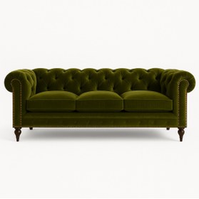 Resim THE IVY CONCEPT STORE THE NOBLE RUN Serisi Üçlü Haki Yeşil Kadife Chester Koltuk 