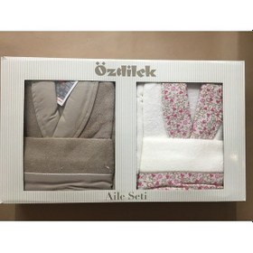 Resim Özdilek Kalbim Aile Bornoz Seti Kahve-Krem 