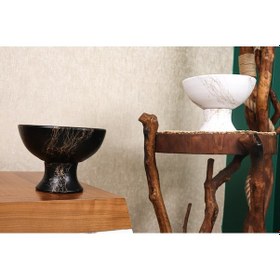 Resim Bitki Tasarımı Ev Dekorasyon Siyah Ve Beyaz Üzeri Gold Mermer Efektli Kendinden Ayaklı Aranjmanlık Sunumluk Bonzai Terakota Toprak Saksı Yuvarlak İkil 