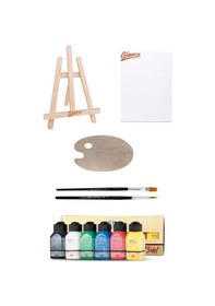 Resim Artdeco Akrilik Boya 6x75 Ml Canlı Renkler 25x35tuval Ahşap Palet Mini Masaüstü Şövale Seti 