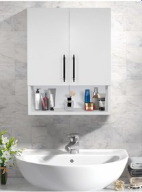 Resim 2 Kapaklı Banyo Dolabı, Çok Amaçlı Dolap, Banyo Ecza Dolabı ,beyaz, Asudehome Beyaz 