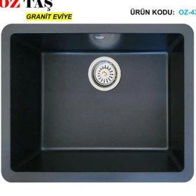 Resim Öztaş ÖZ-43s Granit Mutfak Eviye Siyah Tek Gözlü 43 x 55 CM 