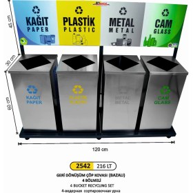 Resim Arı Metal Geri Dönüşüm Seti 4 Lü Paslanmaz 216 Lt 