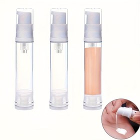 Resim 3/6/9 Adet Sızdırmaz Nozullu Yeniden Doldurulabilir Vakum Pompalı Şişe - Fondöten, Nemlendirici için Şeffaf Seyahat Boyutlu Kozmetik Kaplar - Sadece El ile Yıkanır, Yer Tasarrufu Sağlayan Tasarım 