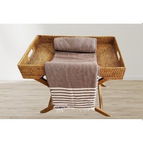 Resim Aksu Summer Line Çok Amaçlı Örtü Pike Koltuk Örtüsü 170x220 Espresso Sütlü Kahve 