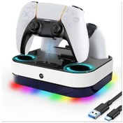Resim Sunshine022 Siyah Ps5 Dualsense Şarj İstasyonu Hızlı Şarj Kablolu Oyun Aksesuarı 