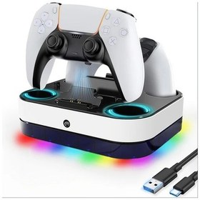 Resim Sunshine022 Siyah Ps5 Dualsense Şarj İstasyonu Hızlı Şarj Kablolu Oyun Aksesuarı 