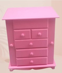 Resim Hobi Takı Kutu Makyaj Şifonyer 90389 Model 9çekmece Parlak Pembe Ahşap Mdf Elyapım 