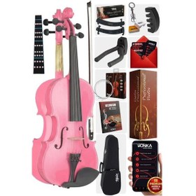 Resim Midex HGA44PİNK-PAK Pembe 4/4 Tam Boy Keman Seti (Yastık Tuner Susturucu Çanta Yay Reçine) 