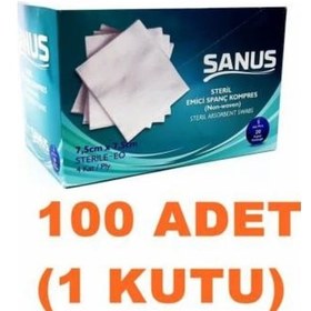 Resim Sanus Sanipack Nonwoven Steril Gazlı Bez Kompres 7.5 x 7.5 CM 100 Adet 