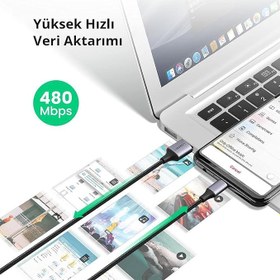 Resim Ugreen Örgülü Micro-USB & USB-A Data ve Şarj Kablosu 60146 - 1 Metre Siyah 