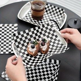 Resim 100 adet/set, Çekirdekli Kağıt Levhaları, Siyah ve Beyaz Yağ Dirençli Gıda Sarma Kağıdı, Tek Kullanımlık Gıda Sarma Levhaları, Sadnicht, Hamburger, Kızartılmış Tavuk ve Daha Fazlası için, Mutfak Aletleri, Mutfak Eşyaları, Mutfak Aksesuarları 