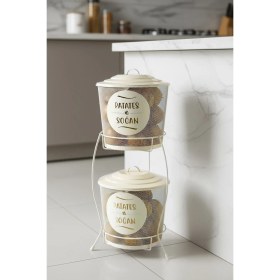 Resim Feyza Design Iki Katlı Soğan ve Patates Saklama Kabı, Pratik ve Şık Tasarım 