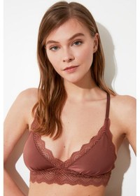 Resim Deep Secret Kahverengi Dekoltesi Dantel Detaylı Micro Bralet Ds200475br 001 