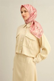 Resim Armine Soyut Desenli Saf İpek Sura Eşarp 9335d 89 Pembe 