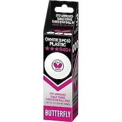 Resim Butterfly R40+3 lü Beyaz Star Masa Tenisi Maç Topu 