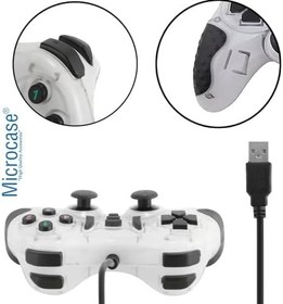 Resim Microcase USB Kablolu Çift Titreşimli PC Konsol Oyun Kolu Gamepad Joystick -AL4630 Mavi 