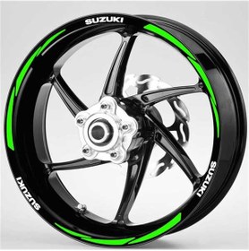 Resim Beyaz Suzuki Yazılı 3 Parçalı Reflektif Yeşil Jant Şeridi Suzuki 