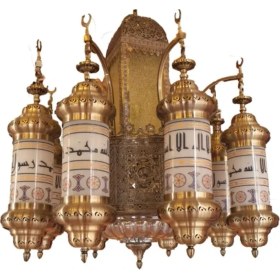 Resim Üstün Avize Cami Avizesi - Medine Model Eskitme Bronz Renk 8 Kollu 90 Cm 