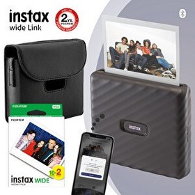 Resim Fujifilm Instax Wide Link Gri Akıllı Yazıcı ve Çantalı Hediye Seti 4 