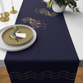 Resim Gold Fishes / Navyblue Runner Örtü 