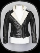 Resim DeriWork Hakiki Kuzu Derisi Çift Fermuarlı Üç Cepli Kürklü Kadın Deri Mont Siyah 