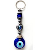 Resim Mavi Kristal Taşlı Nazar Boncuklu Anahtarlık 
