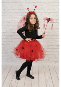 Resim Kız Çocuk Kırmızı Ateş Böceği Kostüm Kırmızı Benekli 
