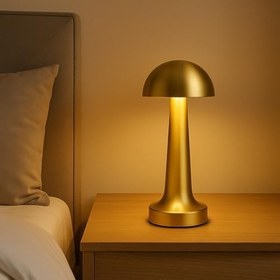 Resim Lotus Gold Şarjlı Dokunmatik Masa Lambası - LED Işıklı, 3 Renk Seçeneği, Taşınabilir ve USB Şarjlı, Şık ve Kompakt Tasarım, Yatak Odası, Çalışma Masası, Kafe ve Restoran Kullanımı İçin 