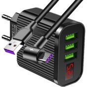 Resim Judas A9 Led Göstergeli Çoklu Şarj Adaptörü + J8 Type-C 90 Derece 5A/100 Şarj Kablosu -2mt 