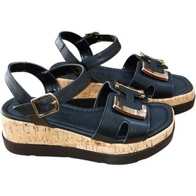 Resim Castle Black 35182 Kadın Tokalı Dolgu Taban Sandalet Siyah Siyah 