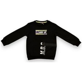 Resim Cantoy Erkek Çocuk İçi Şardonlu File Cep Detaylı Sweatshirt-15090 Siyah 