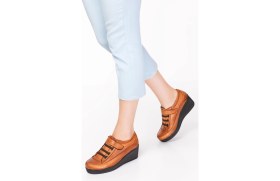 Resim ARTI ARTI AYAKKABI ARTI-ARTI014-14015 Hakiki Deri Ortopedik Kadın Platform Topuk Cırtlı Ayakkabı 
