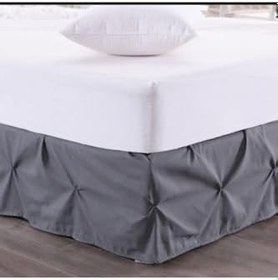 Resim Gri Renk Yıldızlı Baza Eteği Pamuk Saten Gri Çift Kişilik 150 X 200 