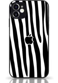 Resim KILIFMANİA Iphone 11 Uyumlu Kamera Korumalı Cam Kapak - Siyah Zebra Desenli 