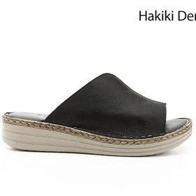 Resim Gönderi R Siyah Dolgu Topuk Hakiki Deri Comfort Terlik Siyah 