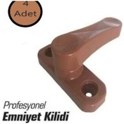 Resim Pvc Kapı Pencere Plastik Emniyet Mandalı Çocuk, Bebek Emniyet Kilidi Kahve 4 Adet 