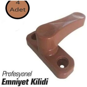 Resim Pvc Kapı Pencere Plastik Emniyet Mandalı Çocuk, Bebek Emniyet Kilidi Kahve 4 Adet 