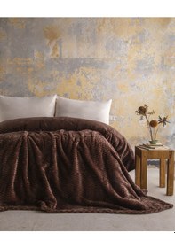 Resim Çift Kişilik Trusty Kahve Jakar Desen Battaniye 200x220 Cm Kahverengi 