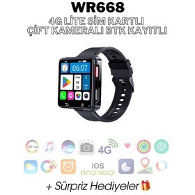Resim Wearfitpro Wr668 4glite Sim Kartlı Btk Kayıt Gps Çift Kameralı 1200mah Yeni Gpt Destekli Akıllı Saat Siyah 