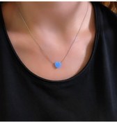 Resim STELA OPAL MAVİ KALP KOLYE 